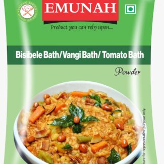 Emunah Bisibele Bath / Vangi Bath / Tomato Bath Powder is a versatile South Indian spice blend made for preparing some of Karnataka's favourite rice dishes. With one convenient masala powder, you can easily prepare flavourful Bisibele Bath, Vangi Bath and Tomato Bath at home. Perfect for quick weekday meals, lunch boxes and family cooking, this blend brings together aromatic spices that add rich flavour and warmth to rice-based dishes. Why you'll love it: 🌿 Versatile 3-in-1 masala blend 🍚 Perfect for Bisibele Bath, Vangi Bath and Tomato Bath 🇮🇳 Inspired by traditional Karnataka flavours 👩‍🍳 Easy to use for quick, flavourful meals No added colours, added flavour, MSG or preservatives